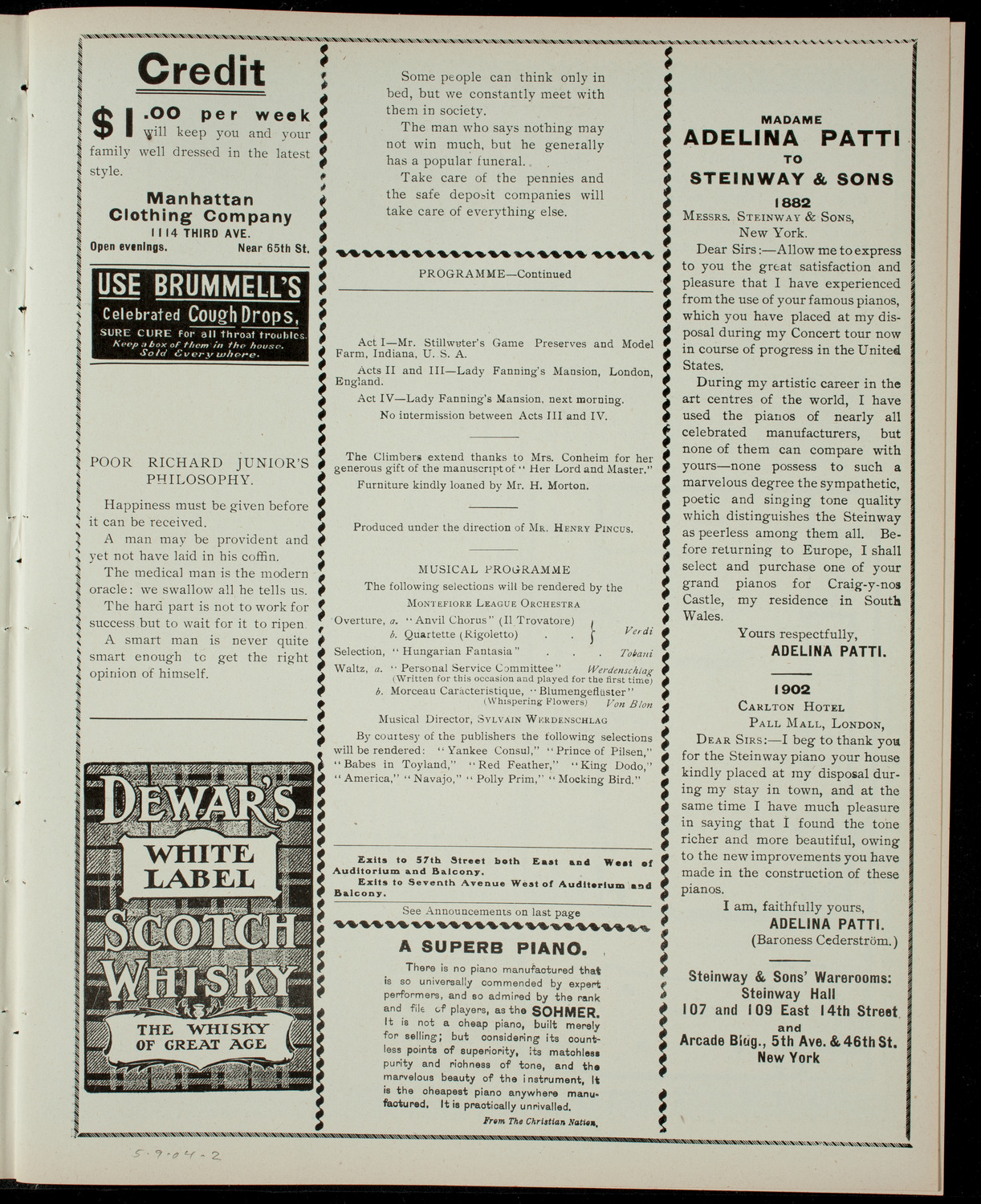 The Climbers in "Her Lord and Master", May 9, 1904, program page 3