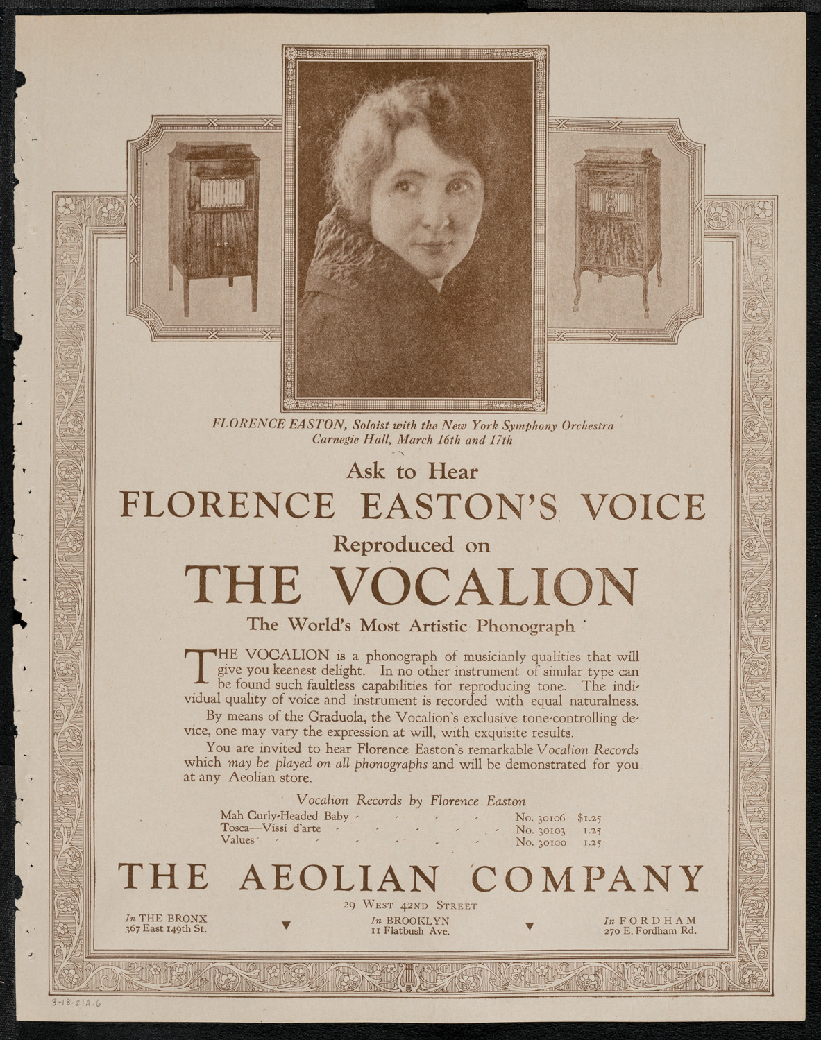 La Scala Orchestra, March 18, 1921, program page 11