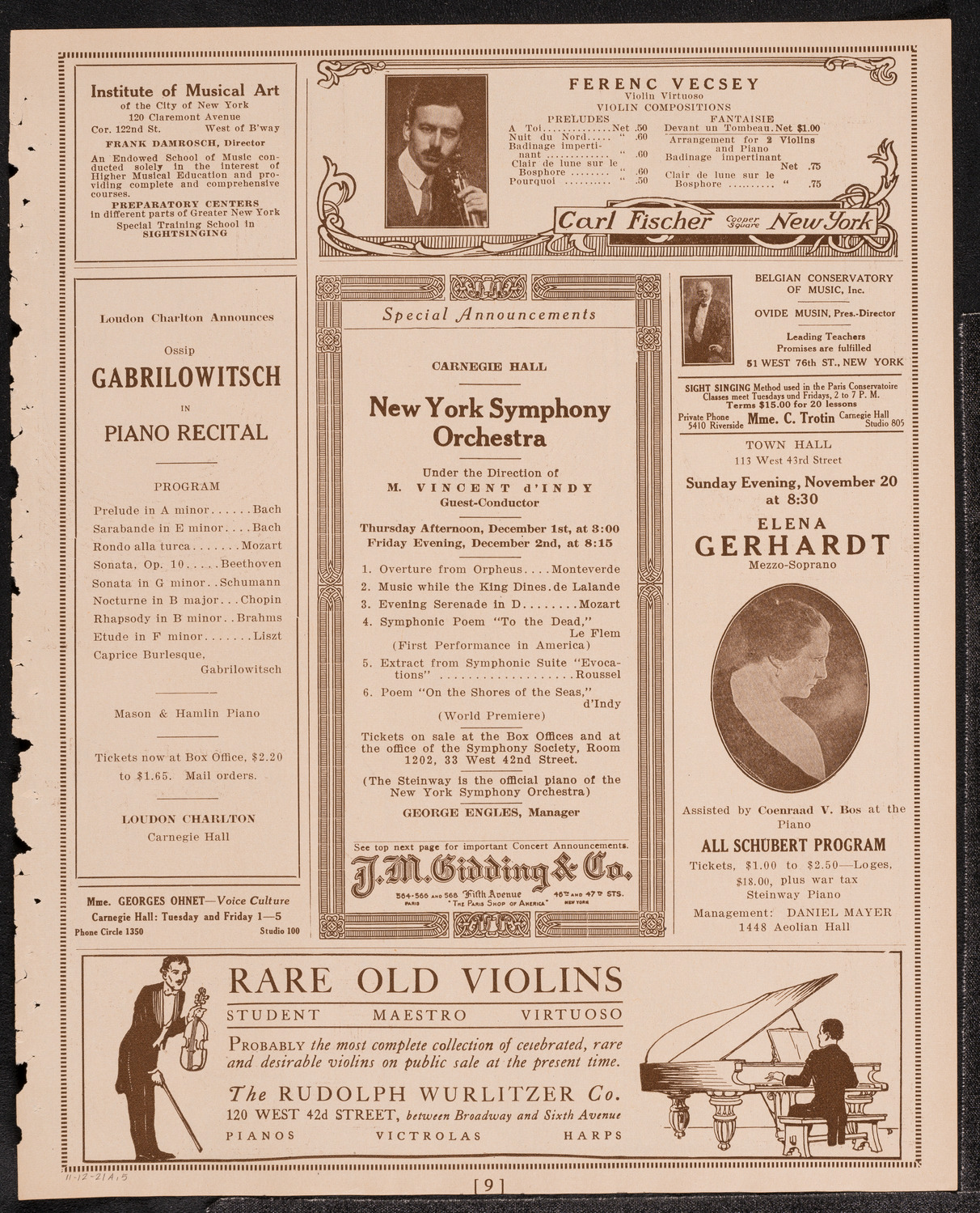 Paul Kochanski, Violin, November 12, 1921, program page 9