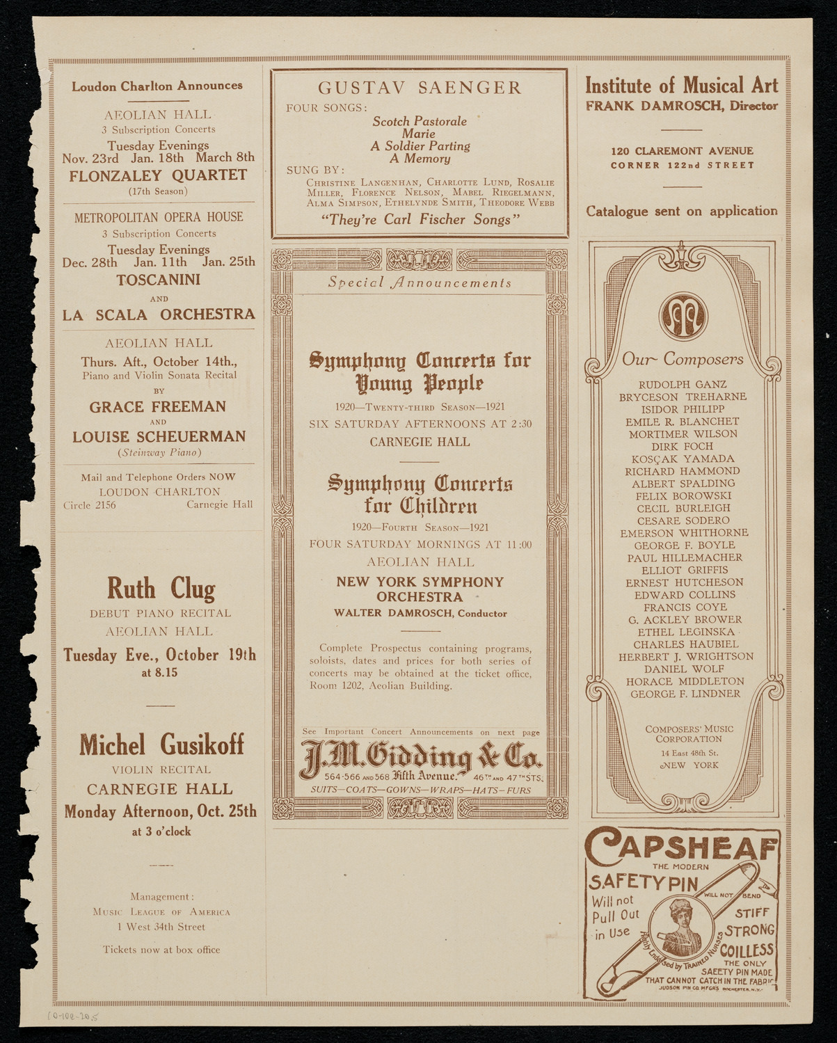 The Goldman Concert Band, October 10, 1920, program page 9