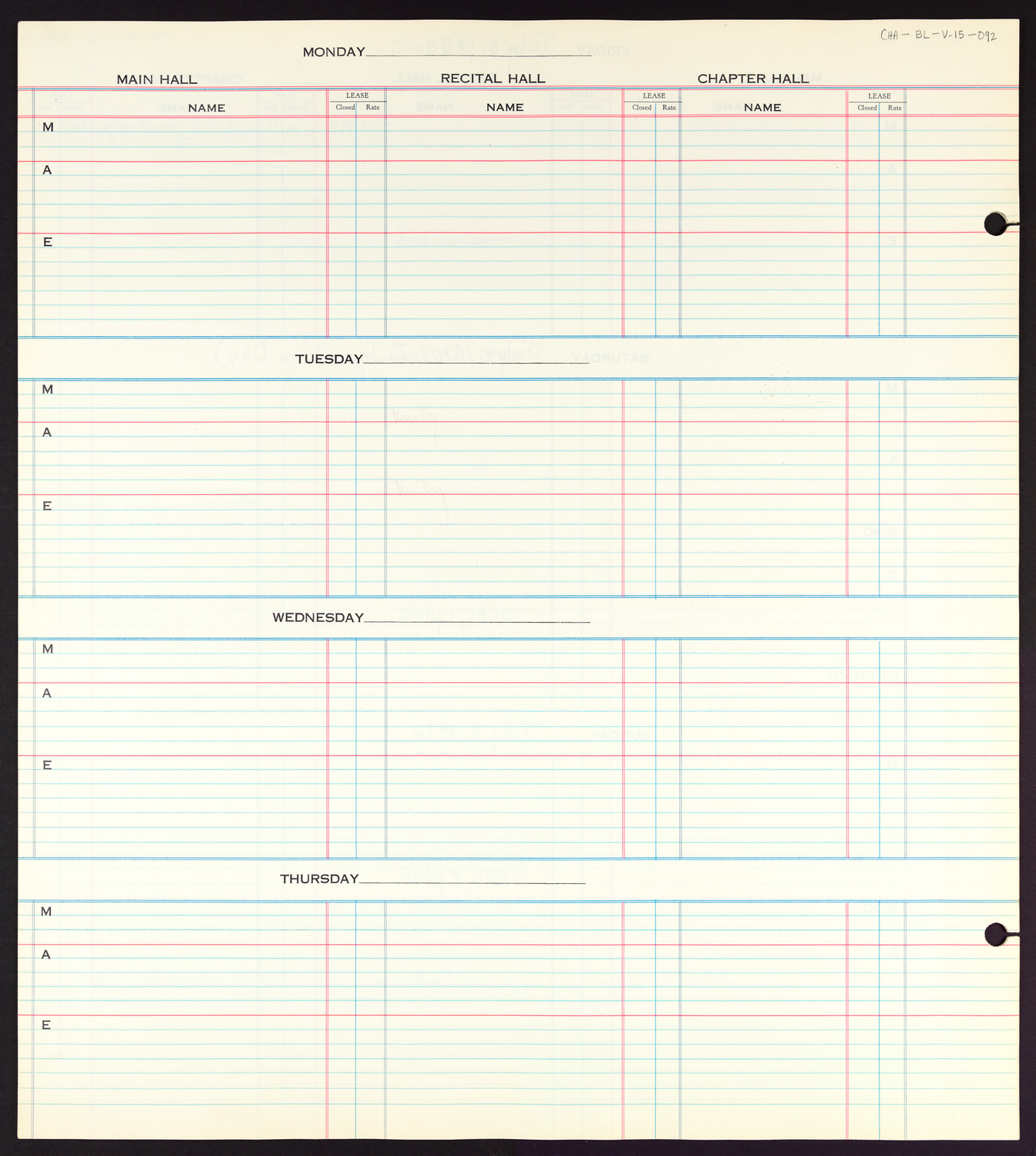 Carnegie Hall Booking Ledger, volume 15, page 92