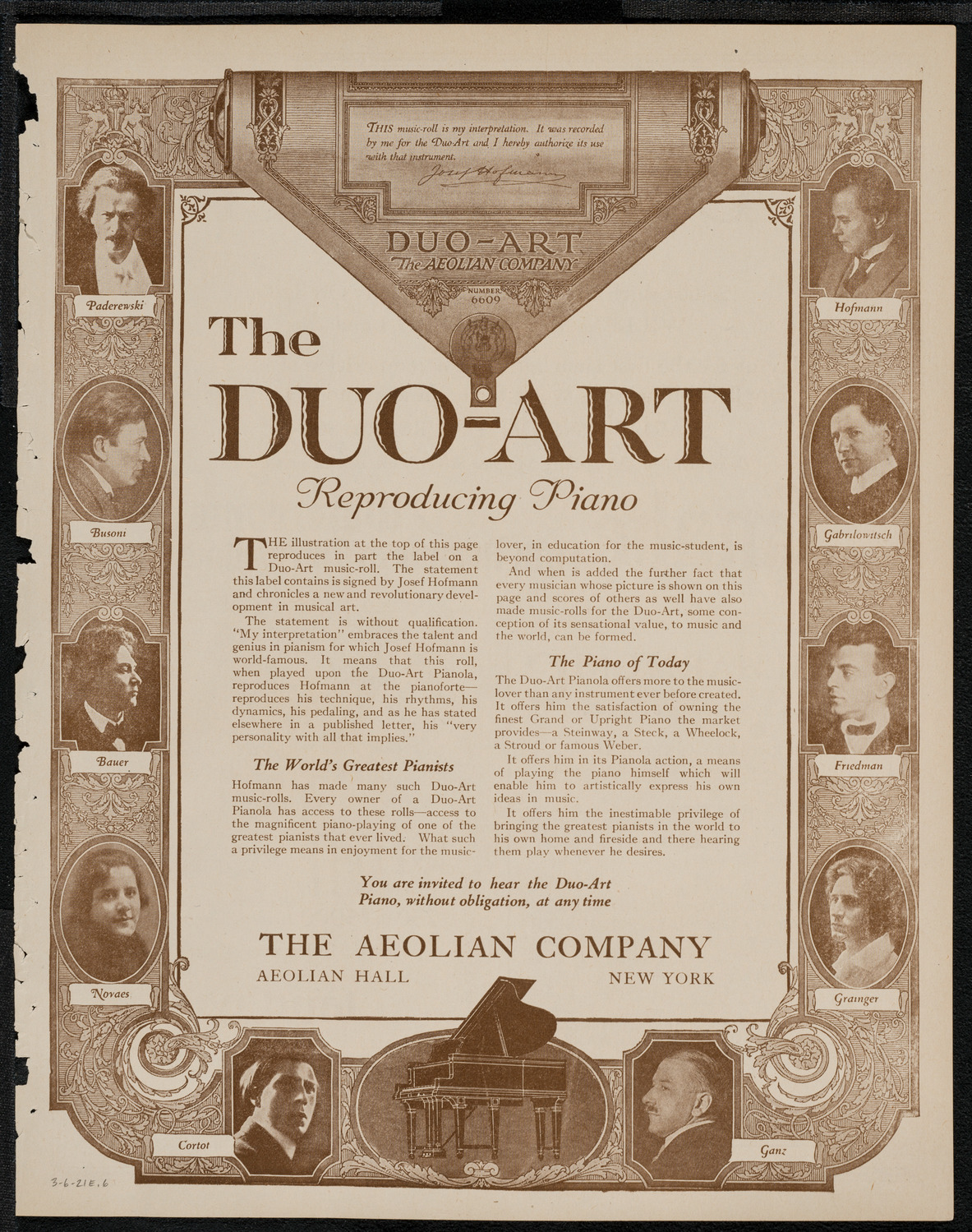 National Symphony Orchestra, March 6, 1921, program page 11