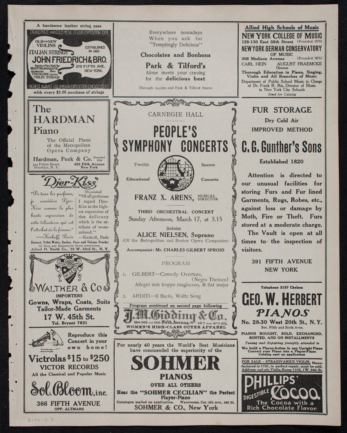 People's Symphony Concert, March 17, 1912, program page 5