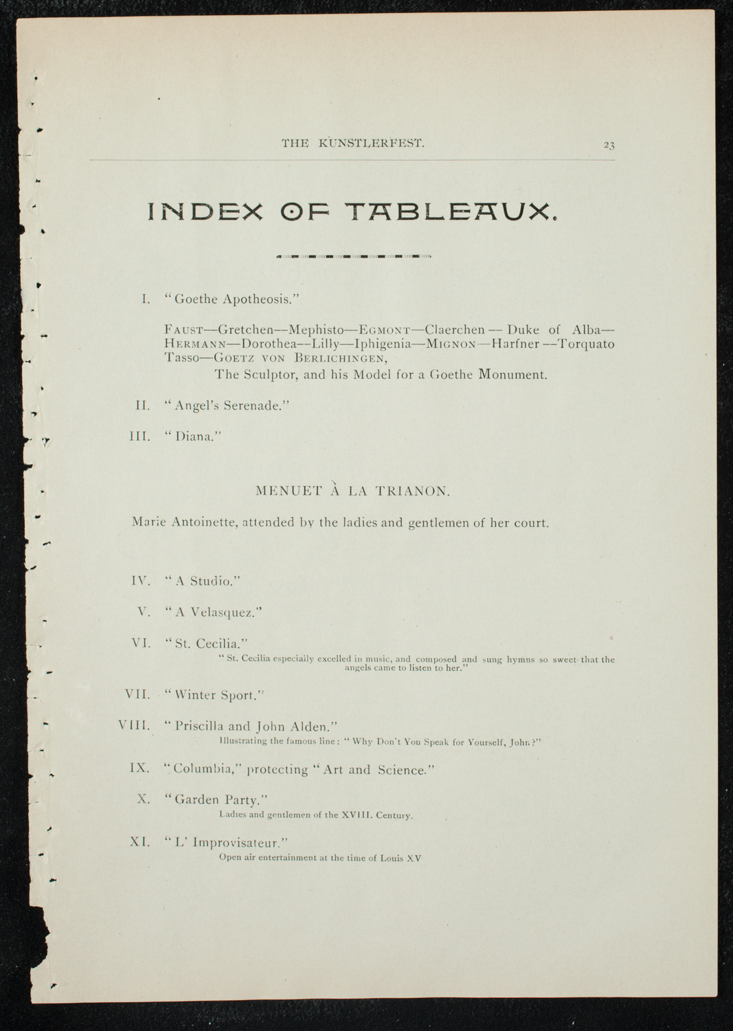 Künstlerfest, December 3, 1891, program page 25