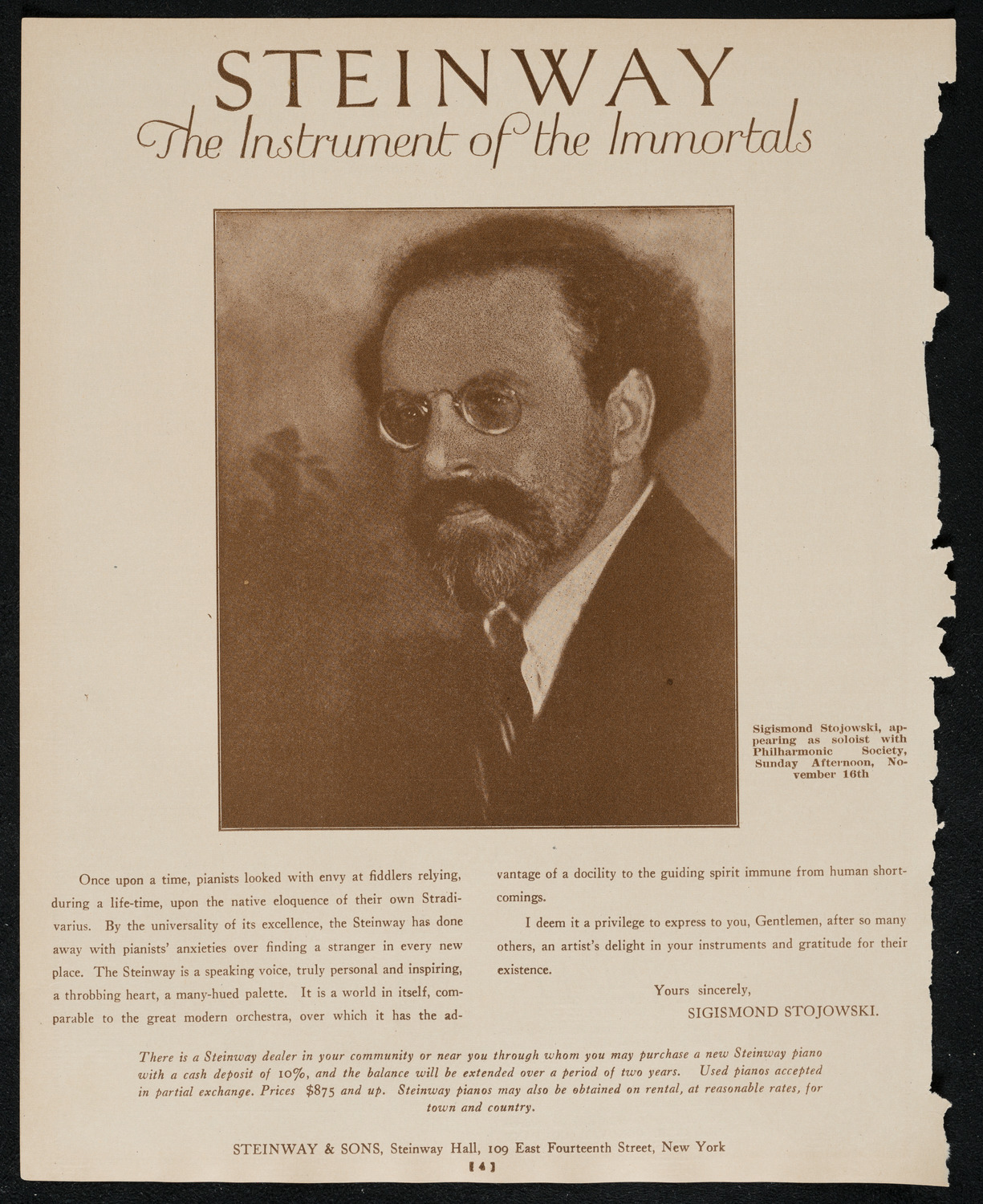 New York Philharmonic, November 16, 1924, program page 4