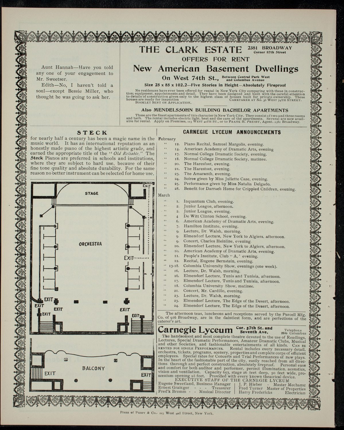 Cutler Comedy Club, February 10, 1905, program page 4