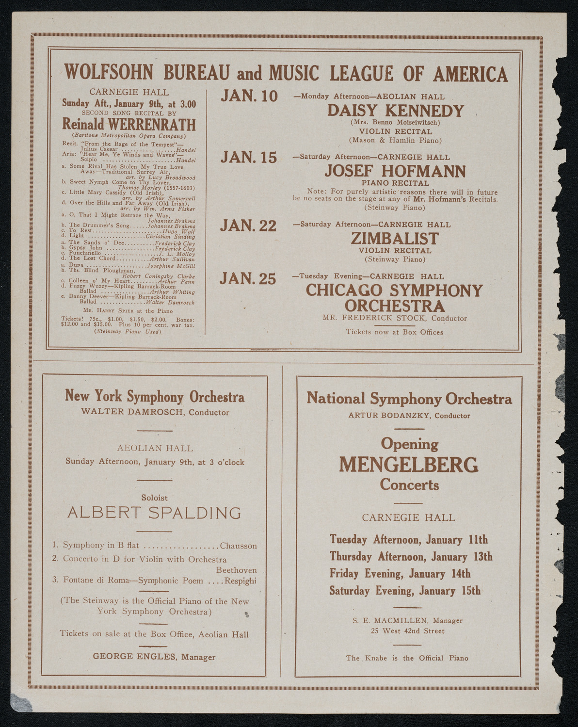 Philadelphia Orchestra, January 5, 1921, program page 8