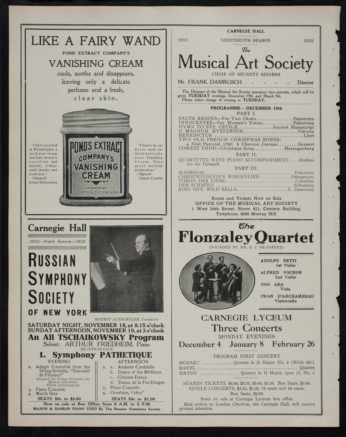 New York Philharmonic, November 16, 1911, program page 8