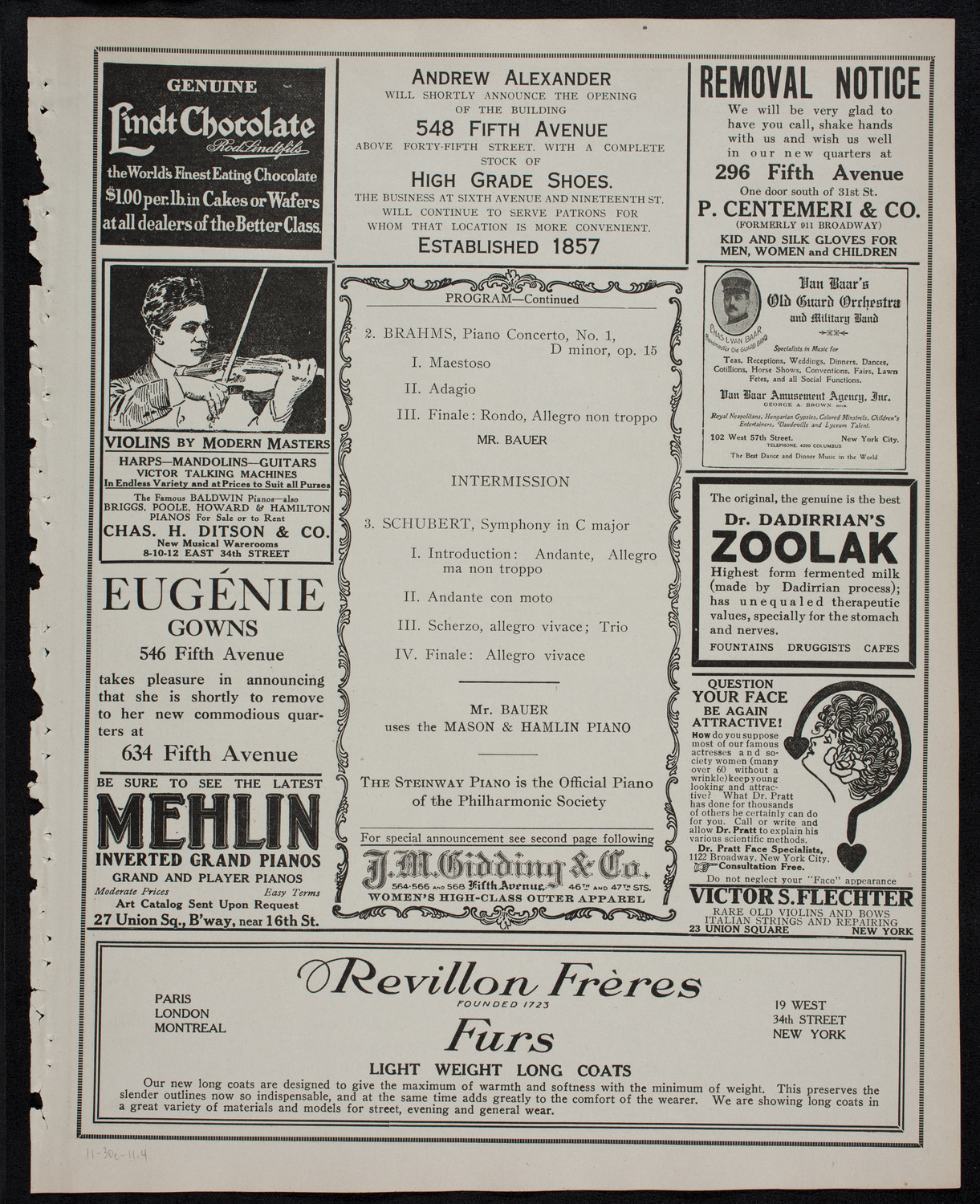 New York Philharmonic, November 30, 1911, program page 7