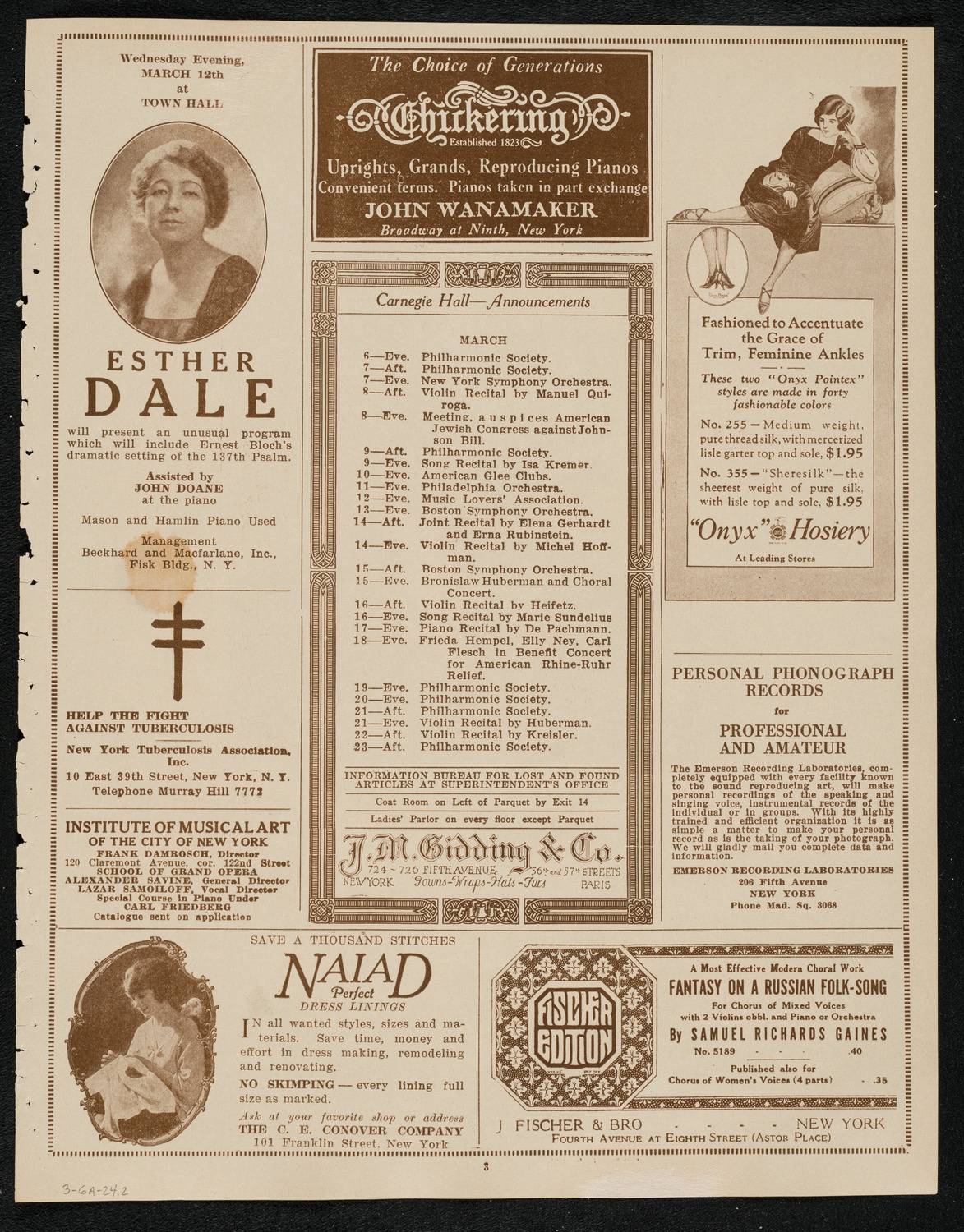 New York Symphony Orchestra, March 6, 1924, program page 3