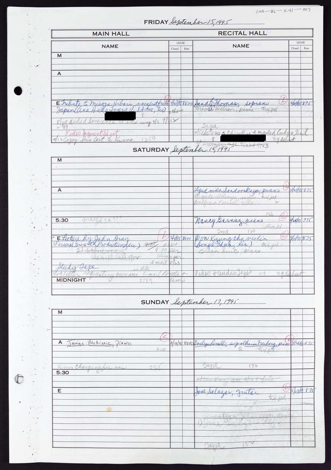 Carnegie Hall Booking Ledger, volume 41, page 7