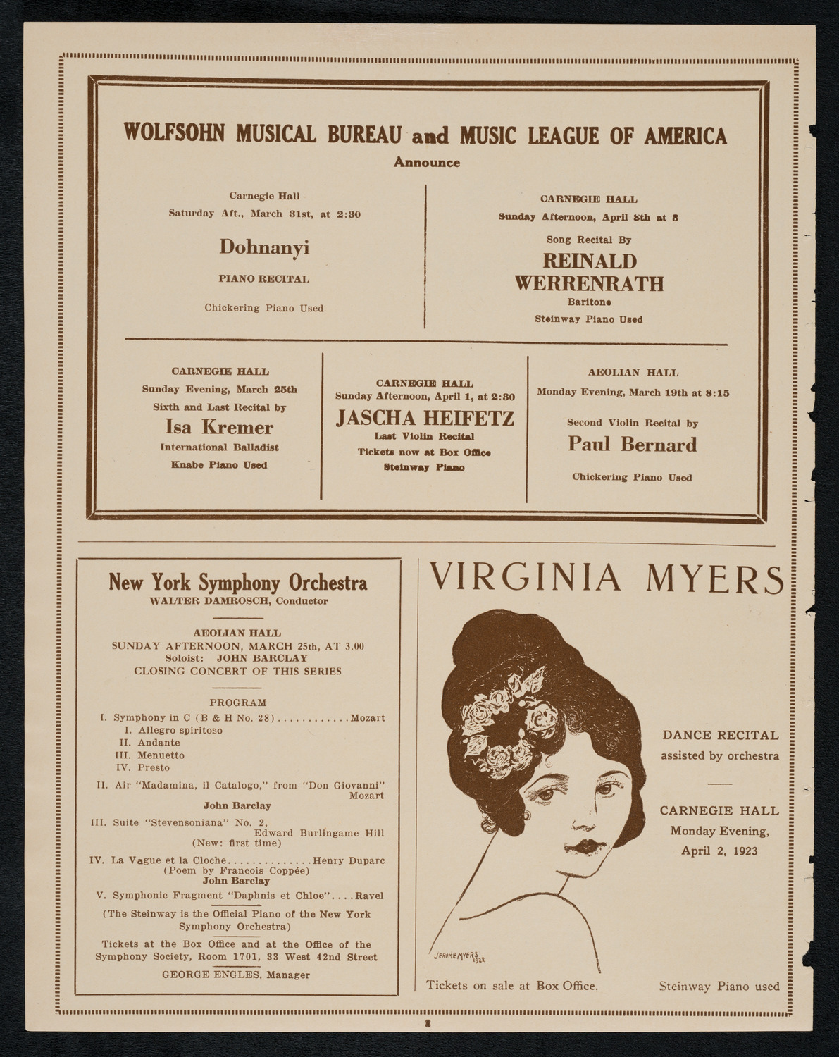 New York Philharmonic, March 21, 1923, program page 8