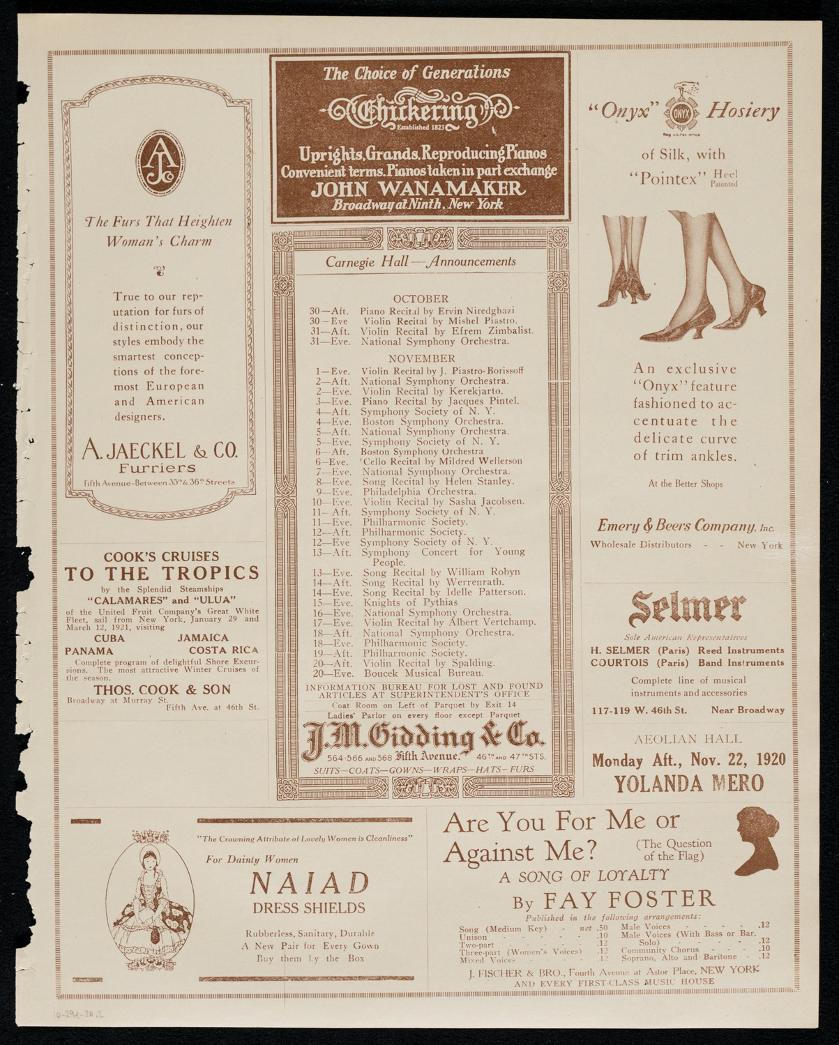 Mecca Temple of New York: Ancient Arabic Order of the Nobles of the Mystic Shrine, October 29, 1920, program page 3