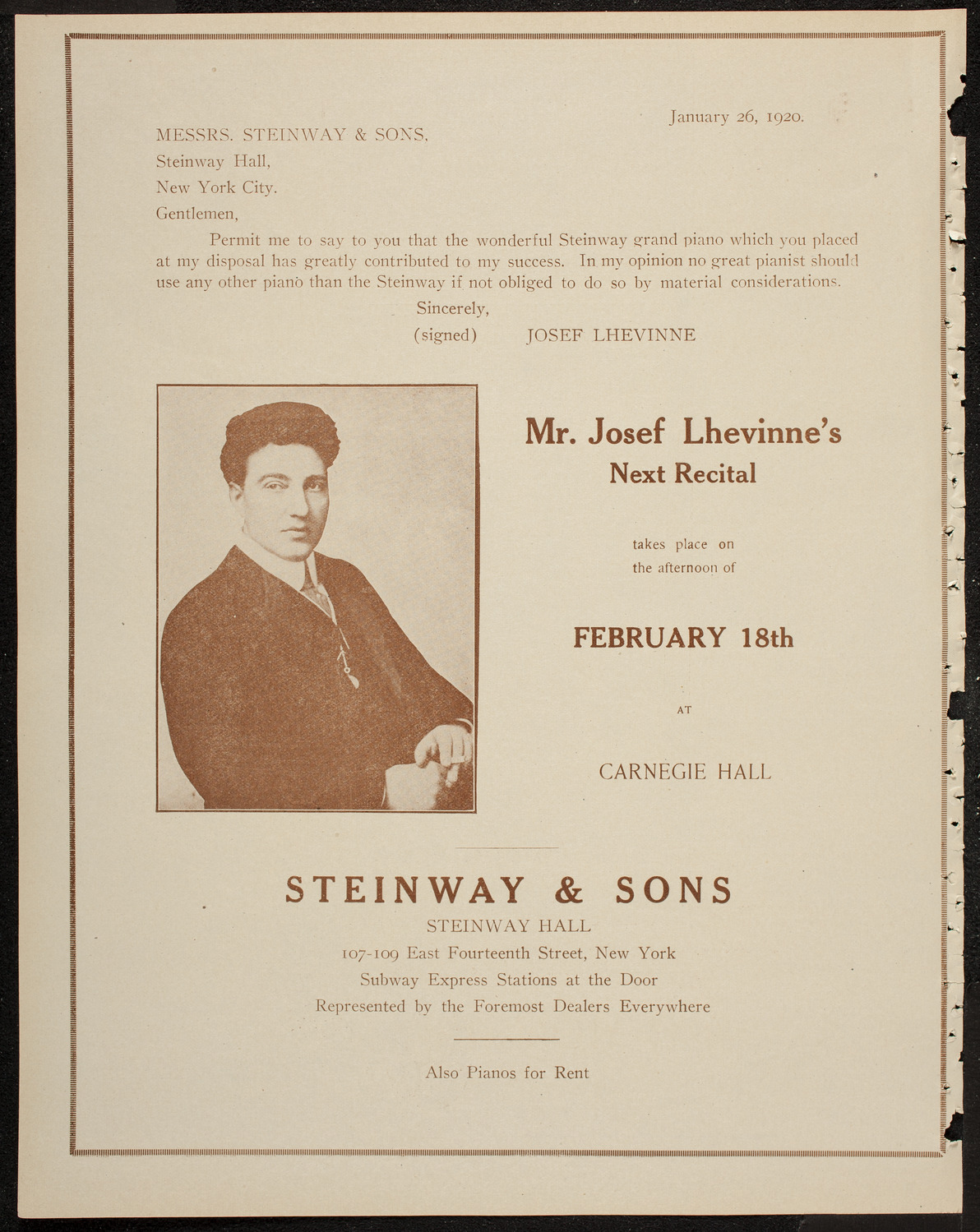 New York Philharmonic, February 15, 1920, program page 4