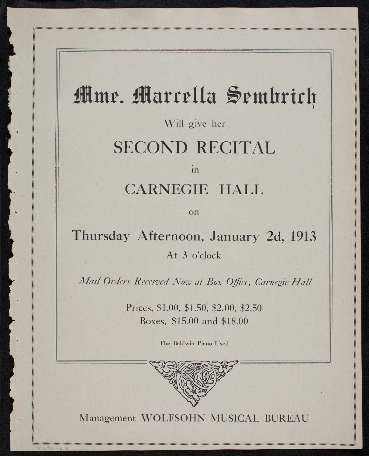 Marcella Sembrich, Soprano, October 29, 1912, program page 11