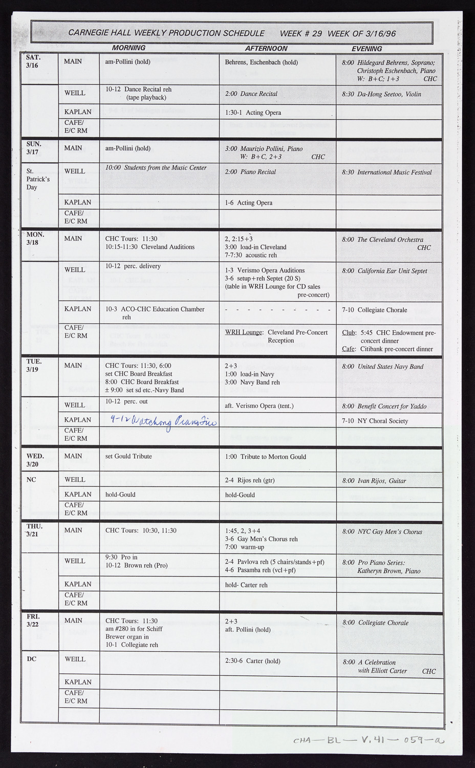 Carnegie Hall Booking Ledger, volume 41, page 59a