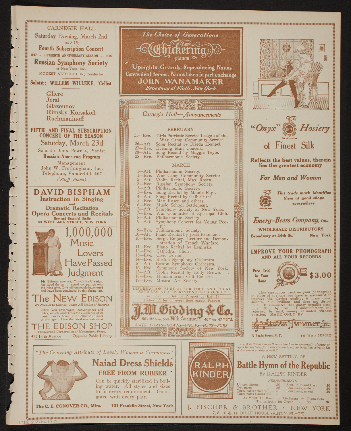 Lecture by Lieutenant Patrick Alva O'Brien, R.F.C, February 24, 1918, program page 3