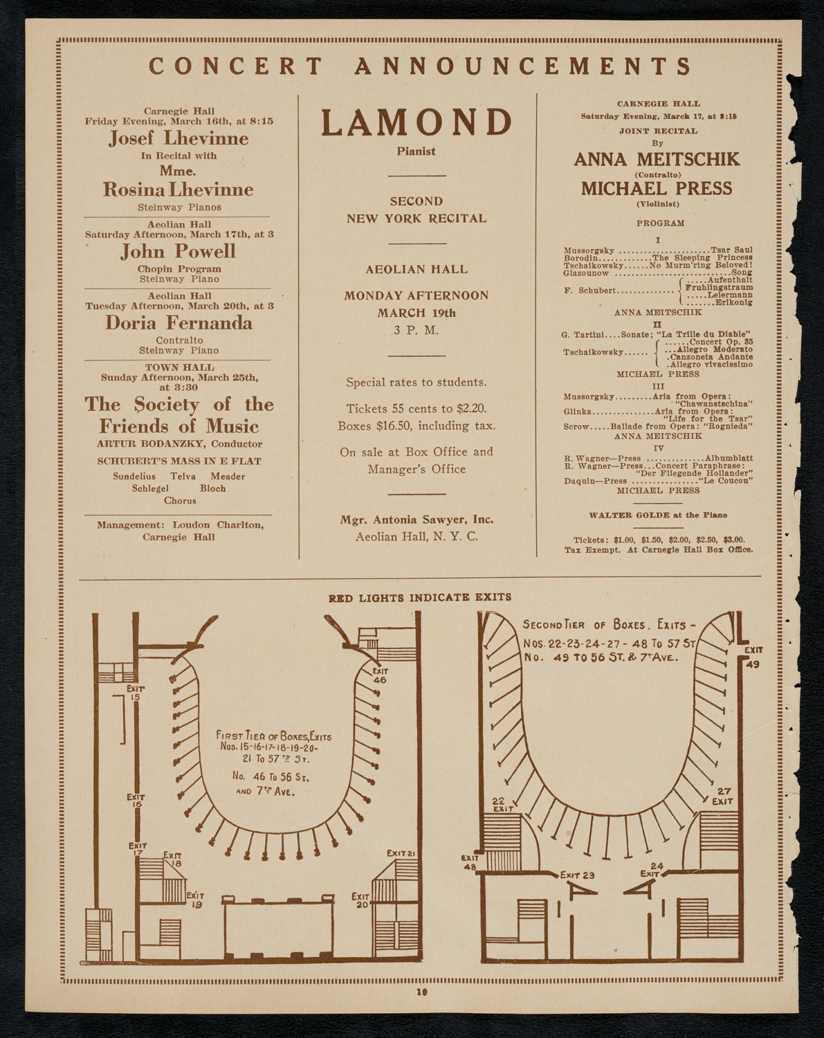 United Singers of New York, March 11, 1923, program page 10