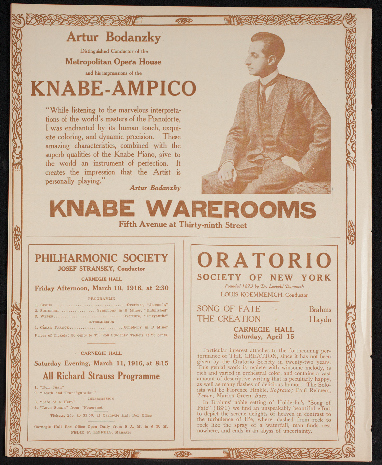 New York Philharmonic, March 5, 1916, program page 12