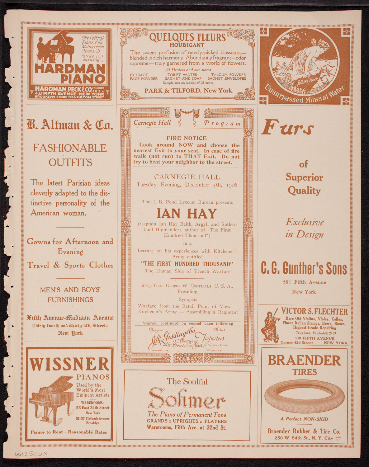 Lecture by Ian Hay, December 5, 1916, program page 5