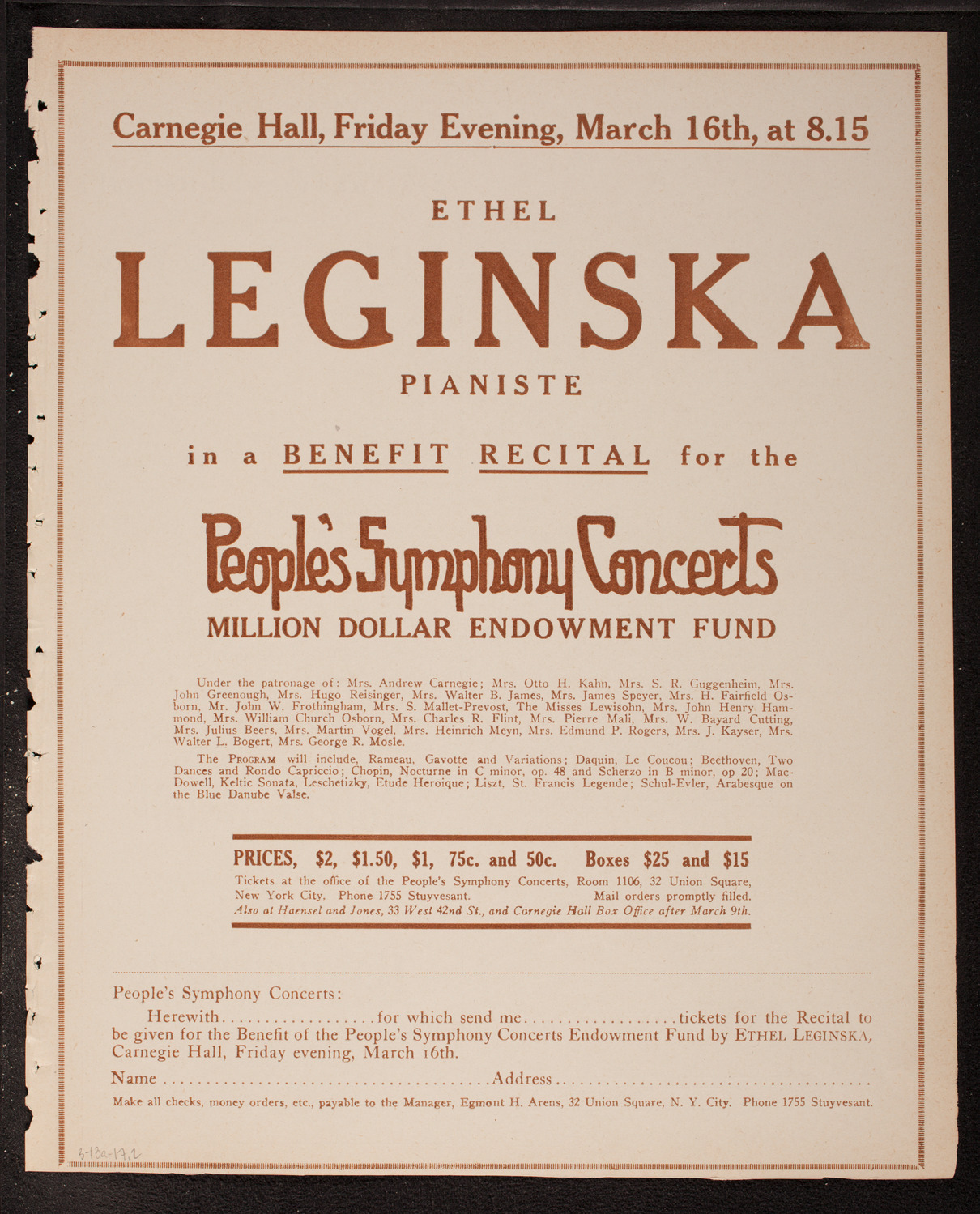 New York Symphony Orchestra, March 13, 1917, program page 3