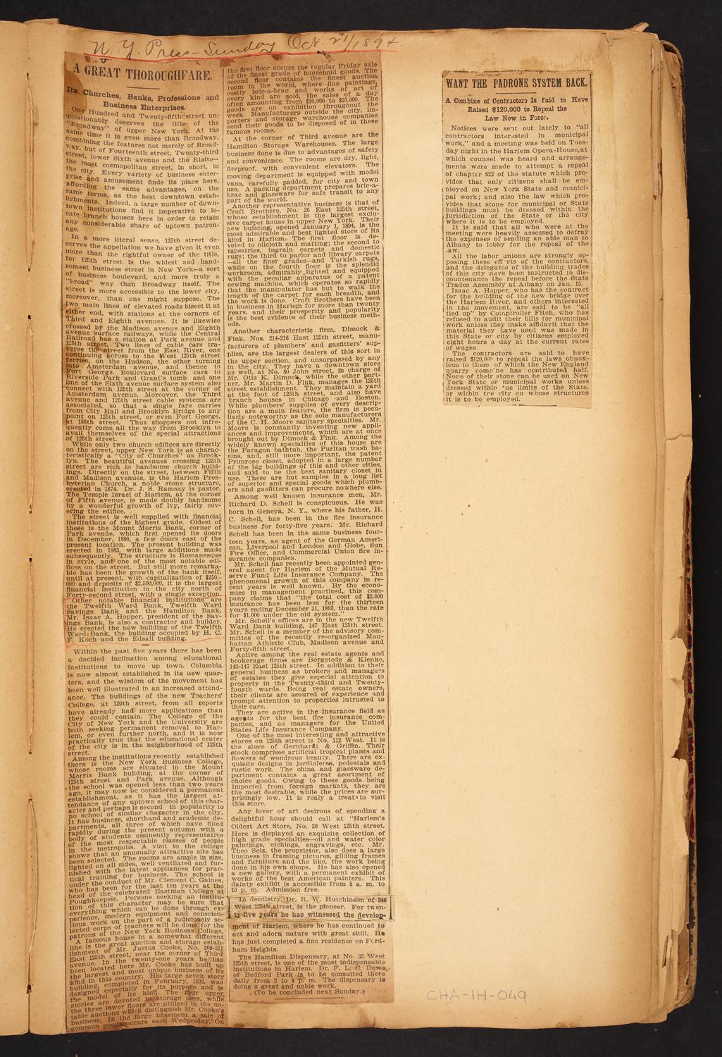 Isaac Hopper Scrapbook, page 49: 1894