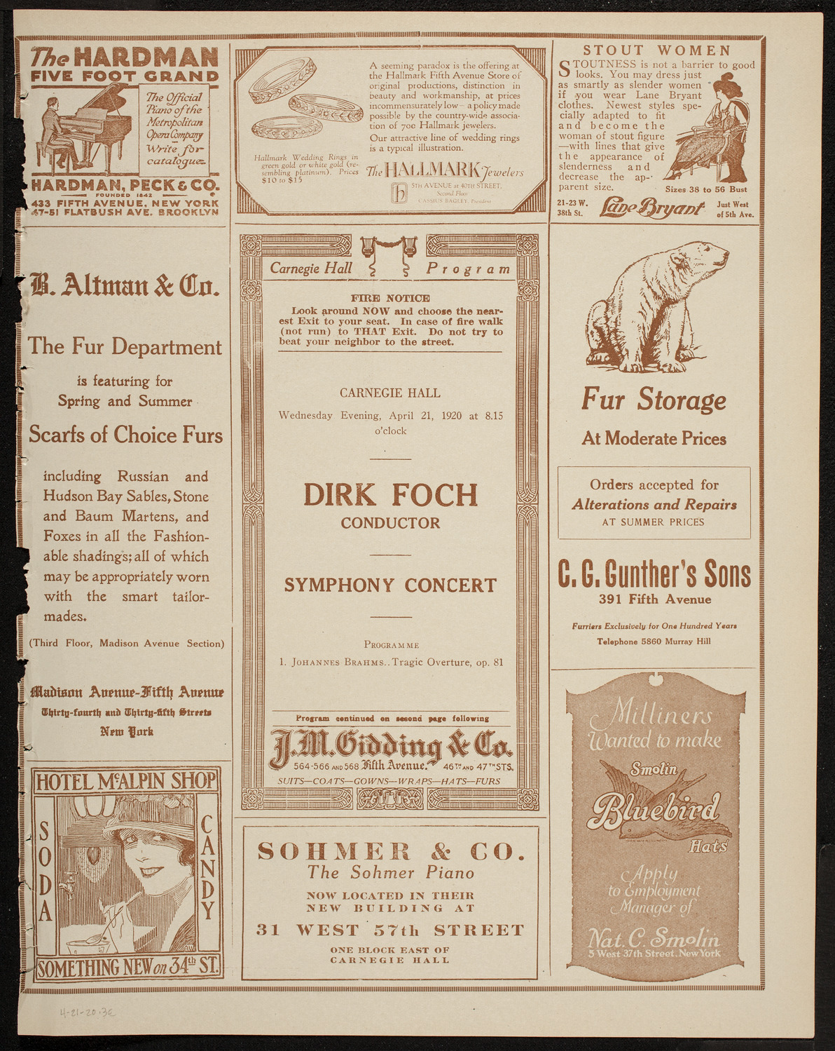 Dirk Foch Symphony Concert, April 21, 1920, program page 5