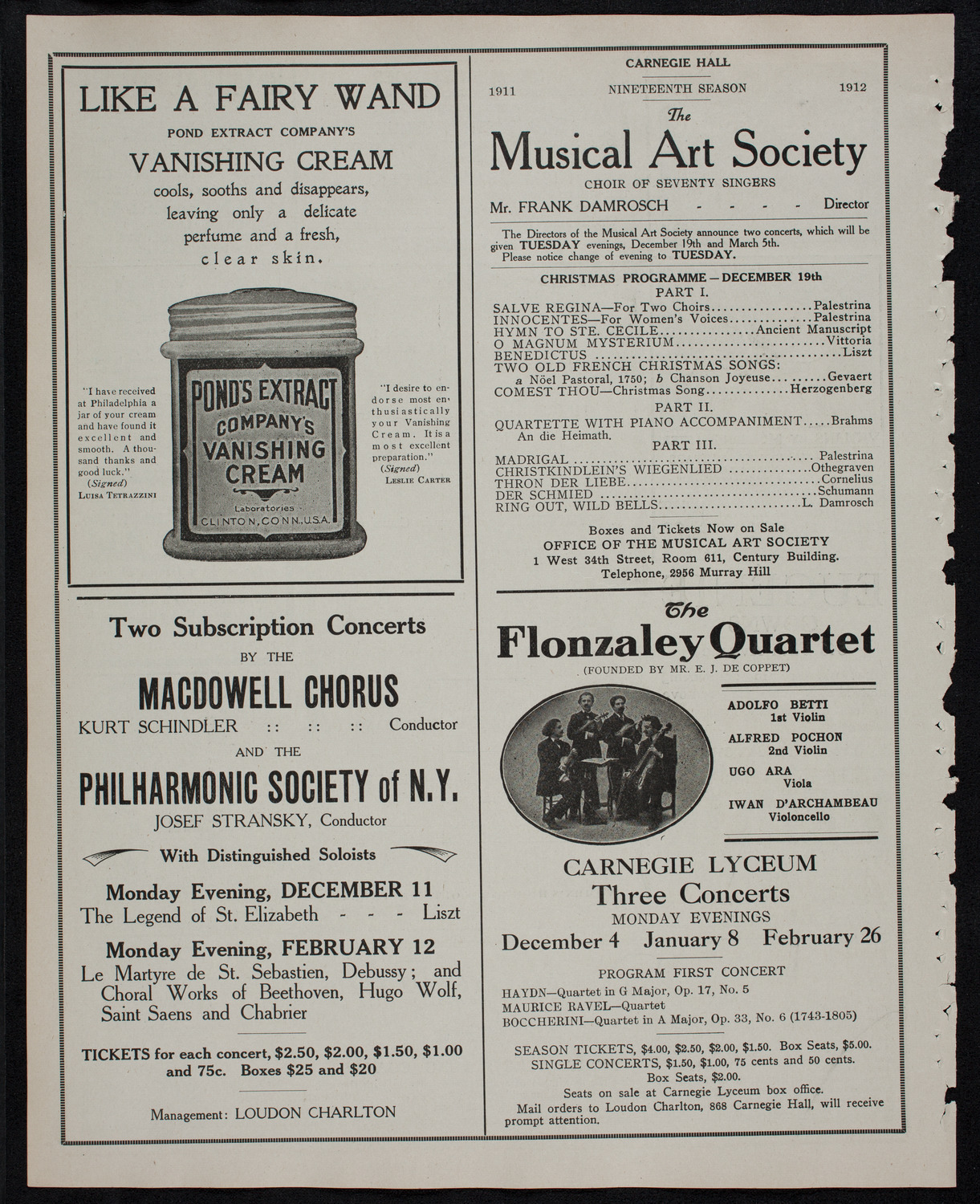 New York Philharmonic, November 30, 1911, program page 8