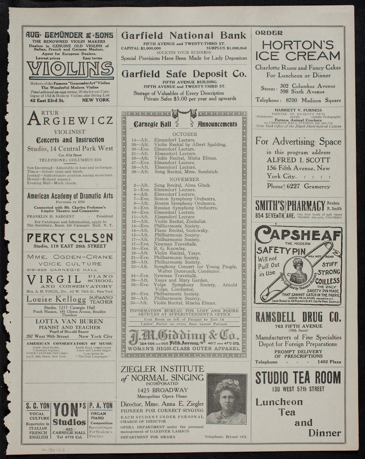 Elmendorf Lecture: The Heart of the Rocky Mountains, October 13, 1912, program page 3