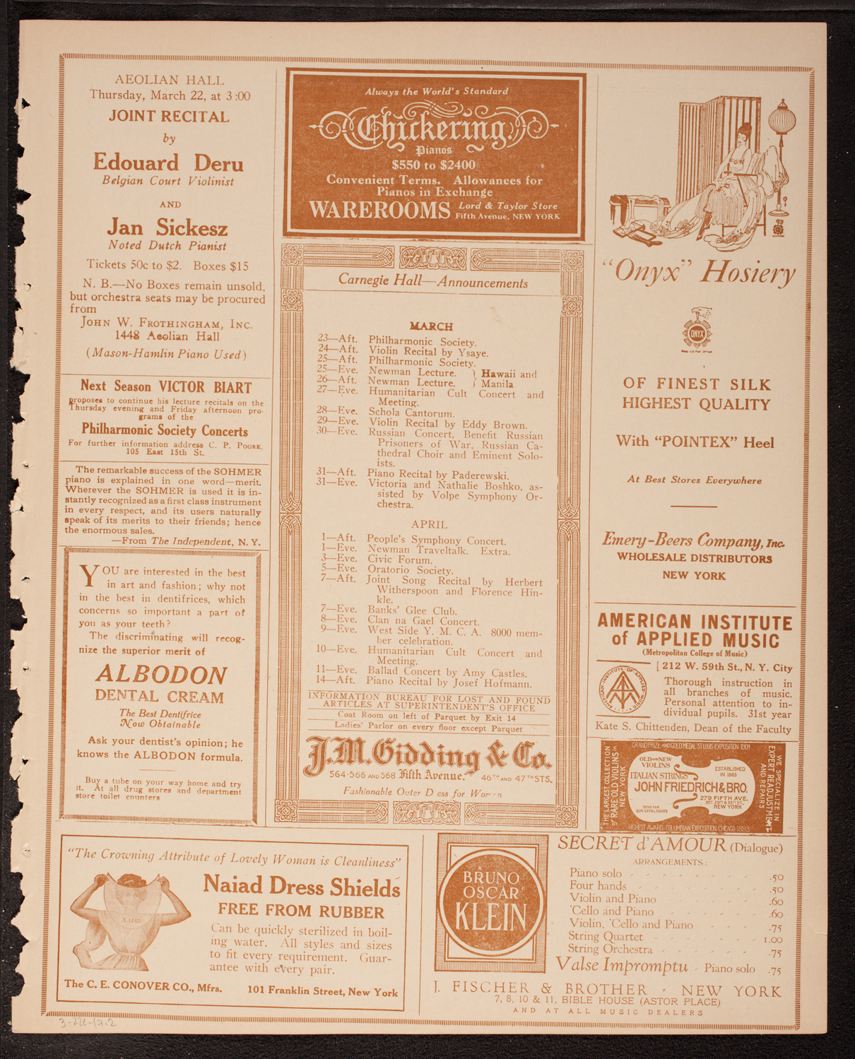 New York Philharmonic, March 22, 1917, program page 3