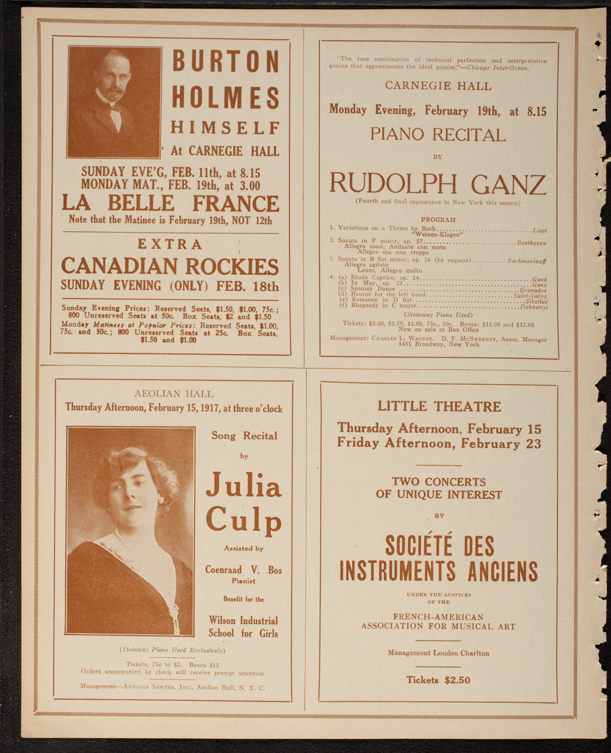 New York Philharmonic, February 9, 1917, program page 10