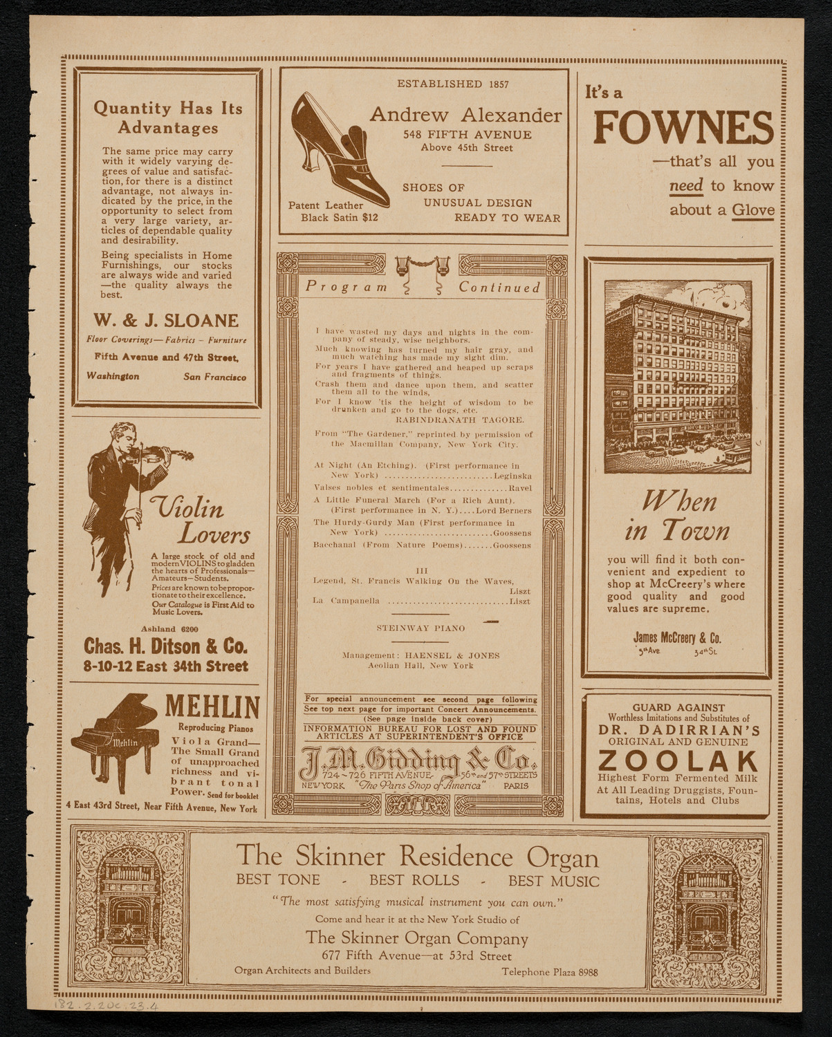 Ethel Leginska, Piano, February 20, 1923, program page 7