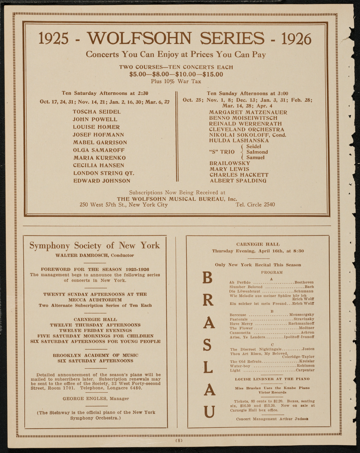 New York Banks' Glee Club, April 15, 1925, program page 8