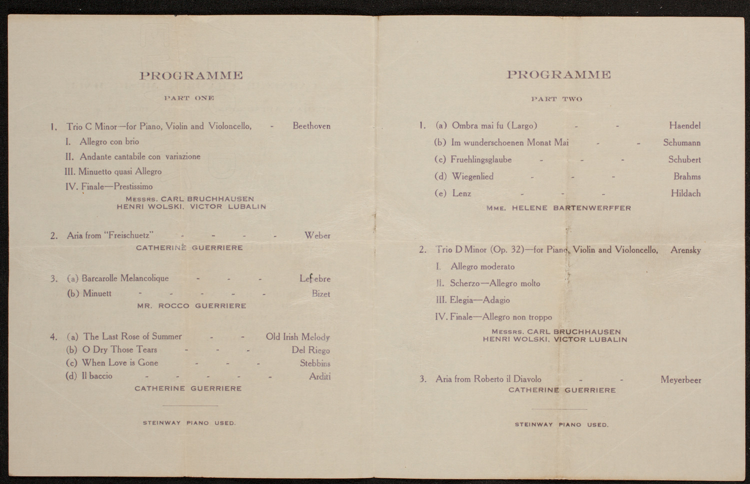 Musicale by Catherine Guerriere, May 7, 1916, program page 2