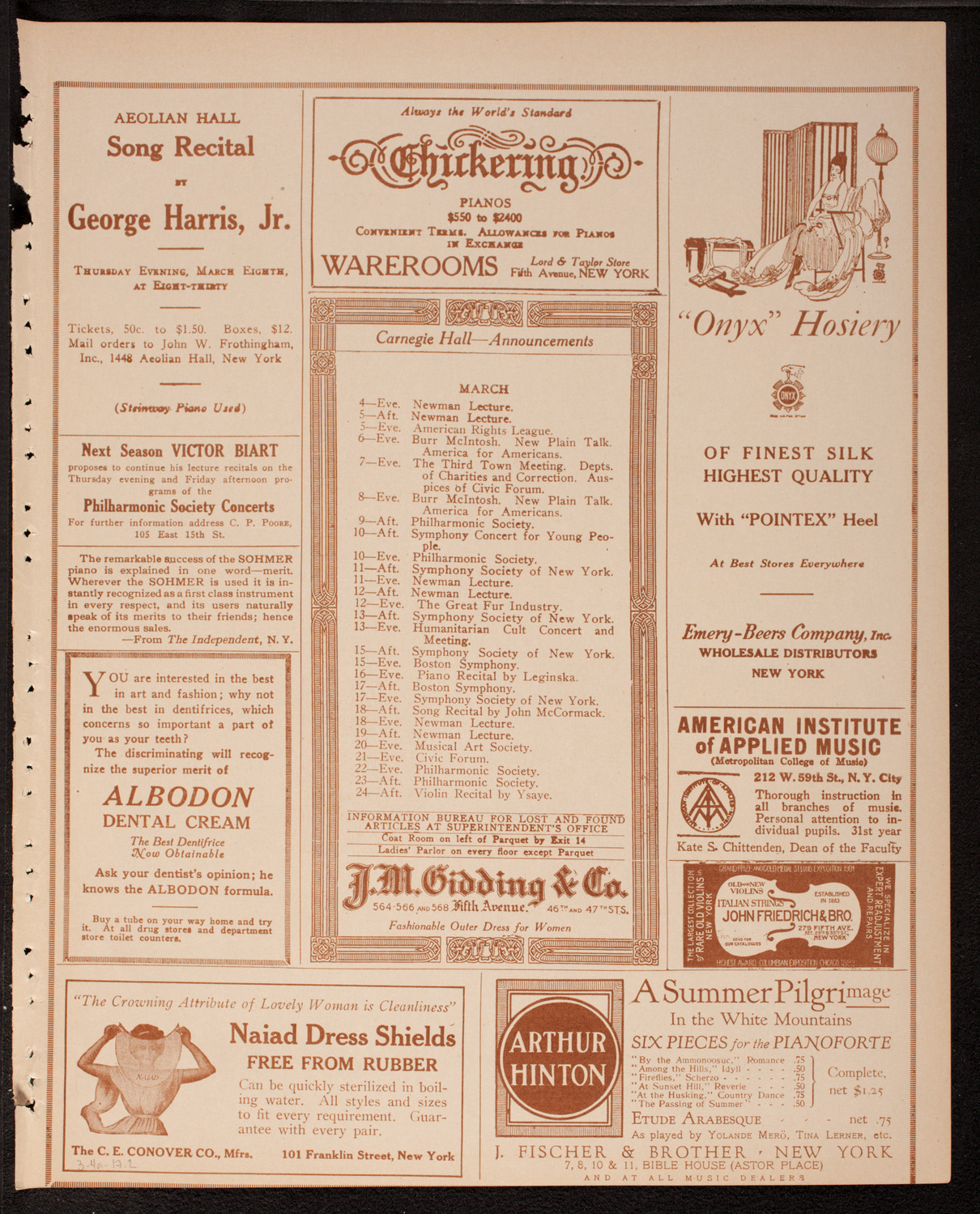 New York Philharmonic, March 4, 1917, program page 3