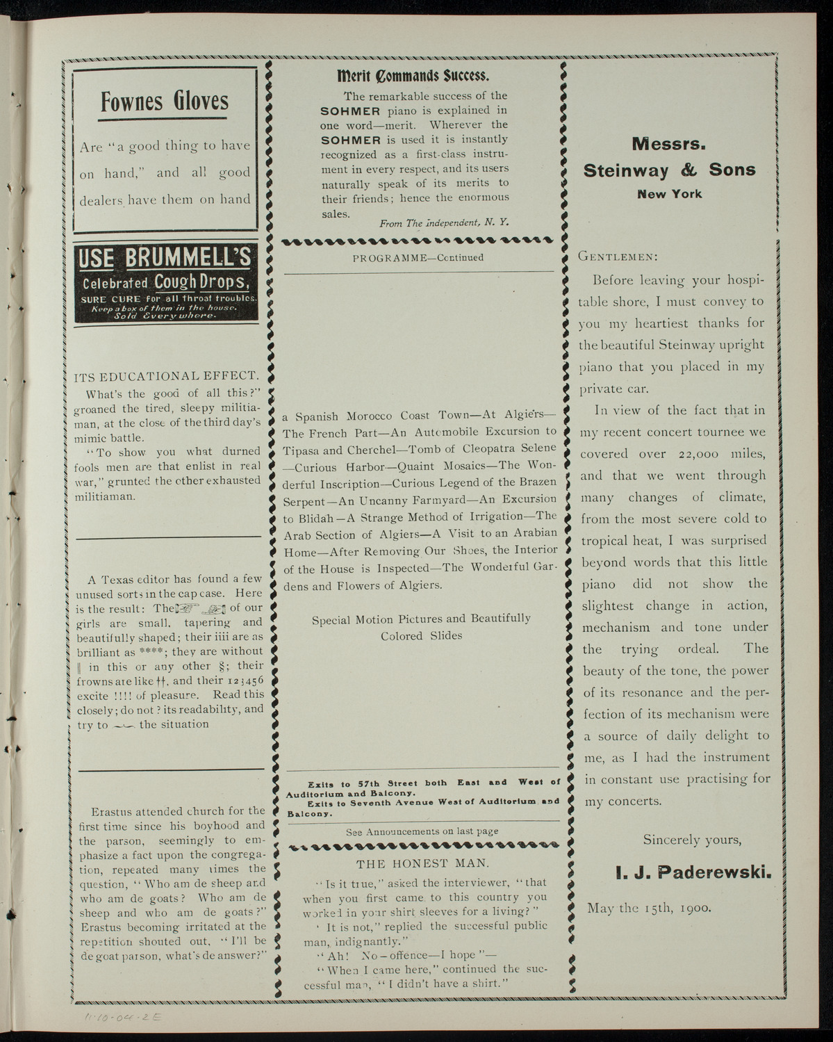 Elmendorf Lecture: From New York to Algiers, November 10, 1904, program page 3