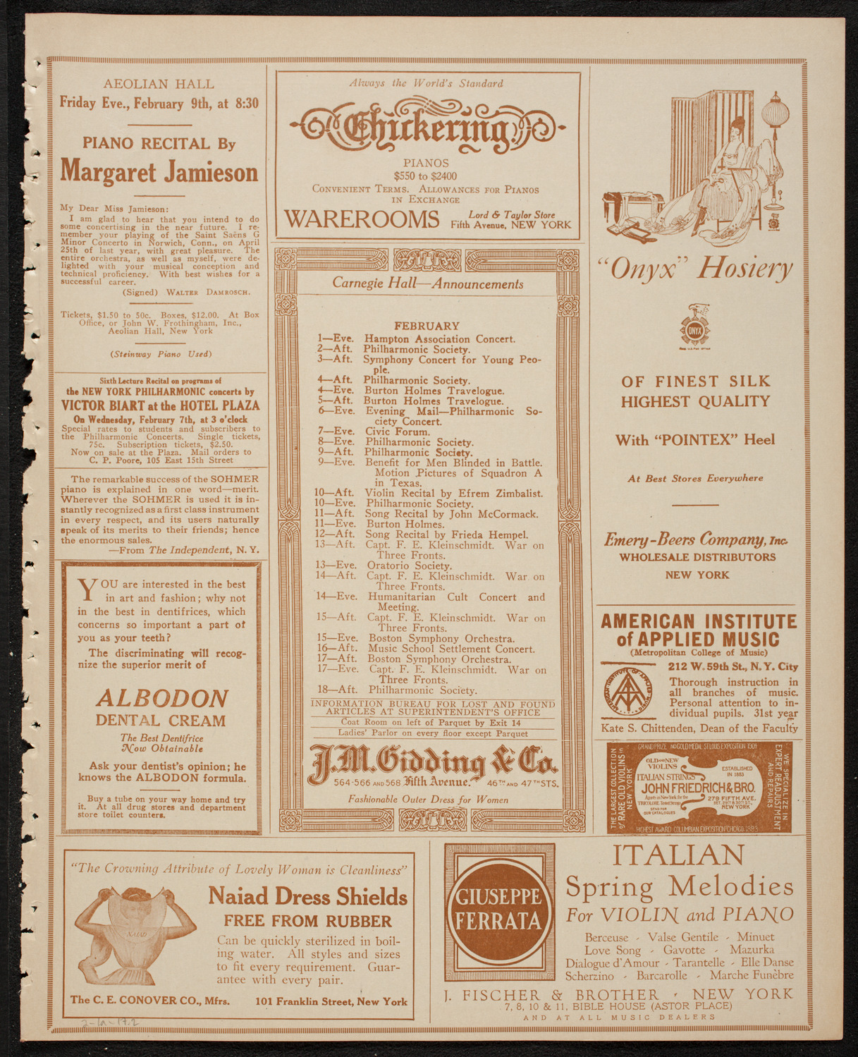 New York Symphony Orchestra, February 1, 1917, program page 3