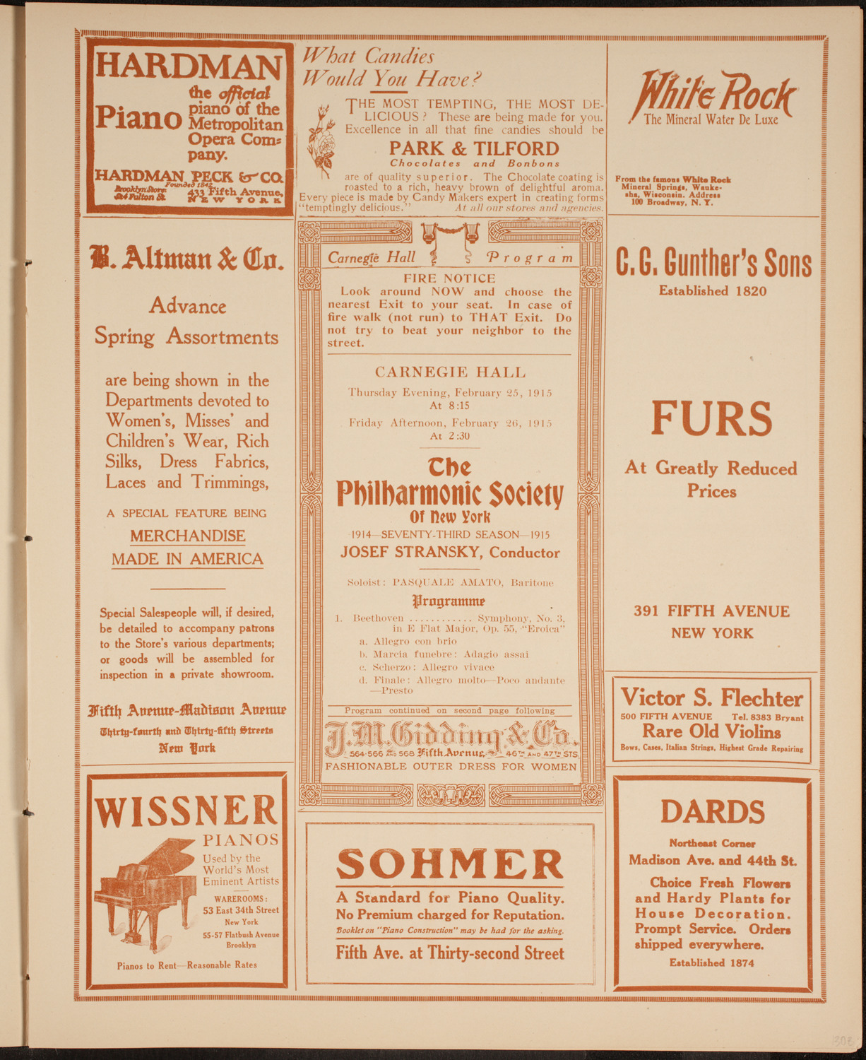 New York Philharmonic, February 25, 1915, program page 5