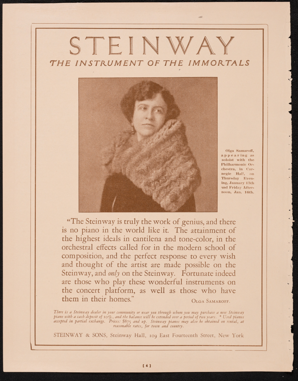 New York Philharmonic, January 9, 1925, program page 4