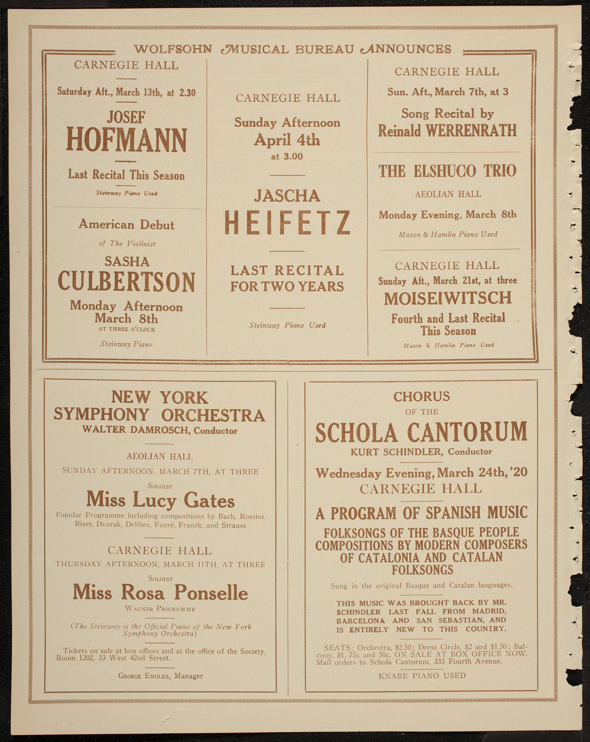 Evening Mail Save-A-Home Fund Concert:, March 3, 1920, program page 8