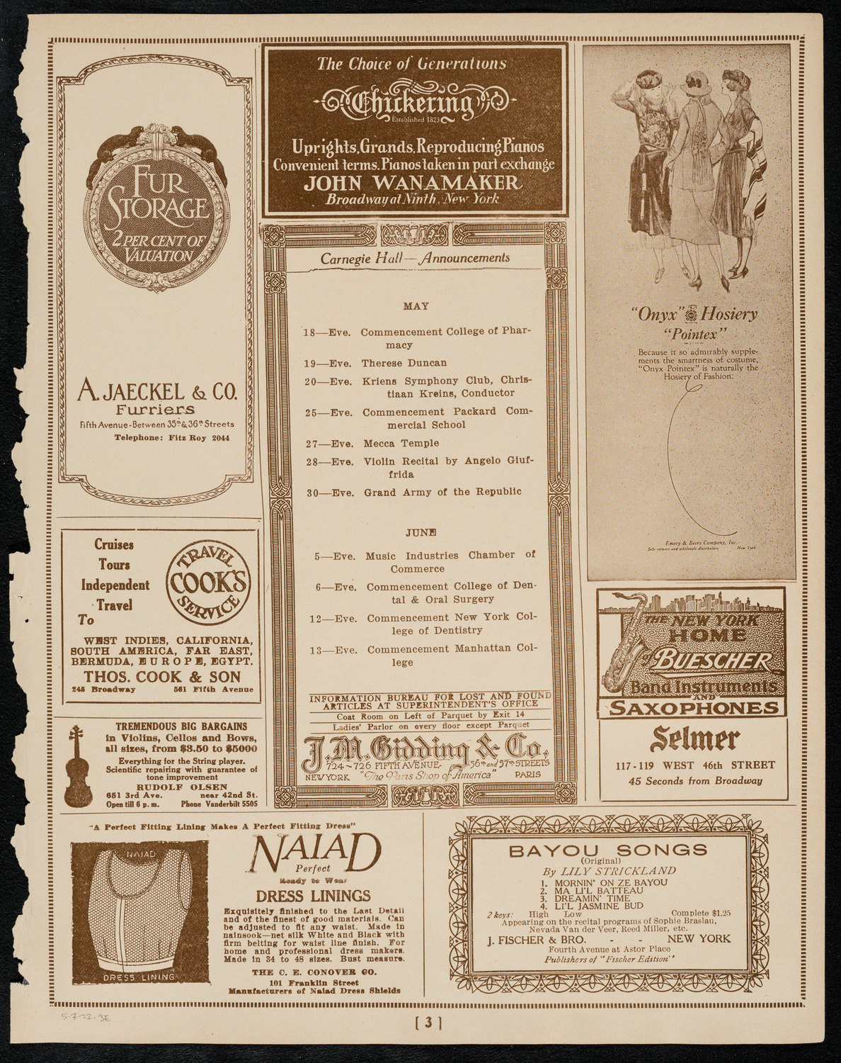 Hans Kronold Memorial Concert, May 7, 1922, program page 3