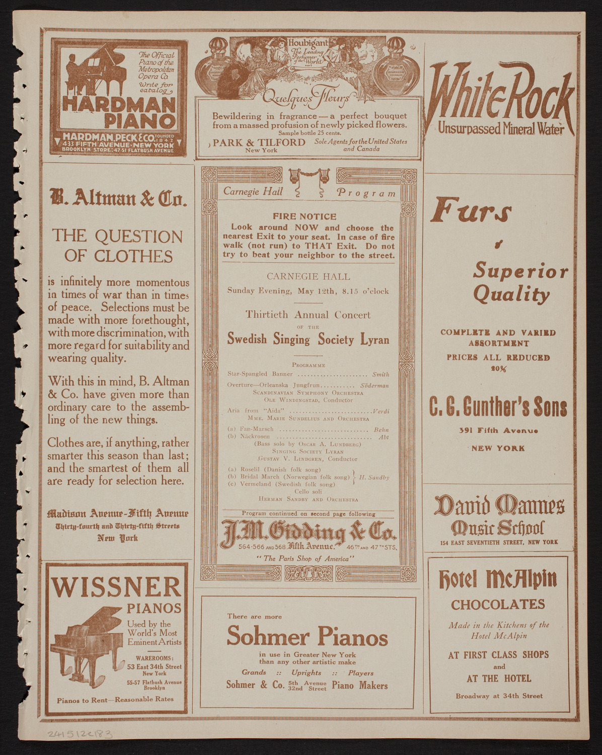 Swedish Singing Society Lyran, May 12, 1918, program page 5