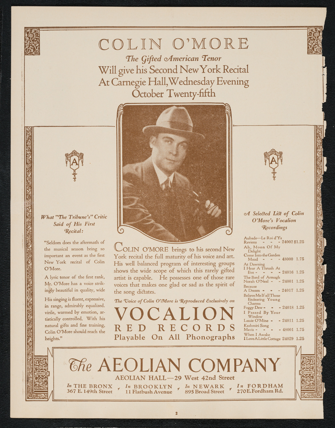 Columbus Day Celebration, October 12, 1922, program page 2
