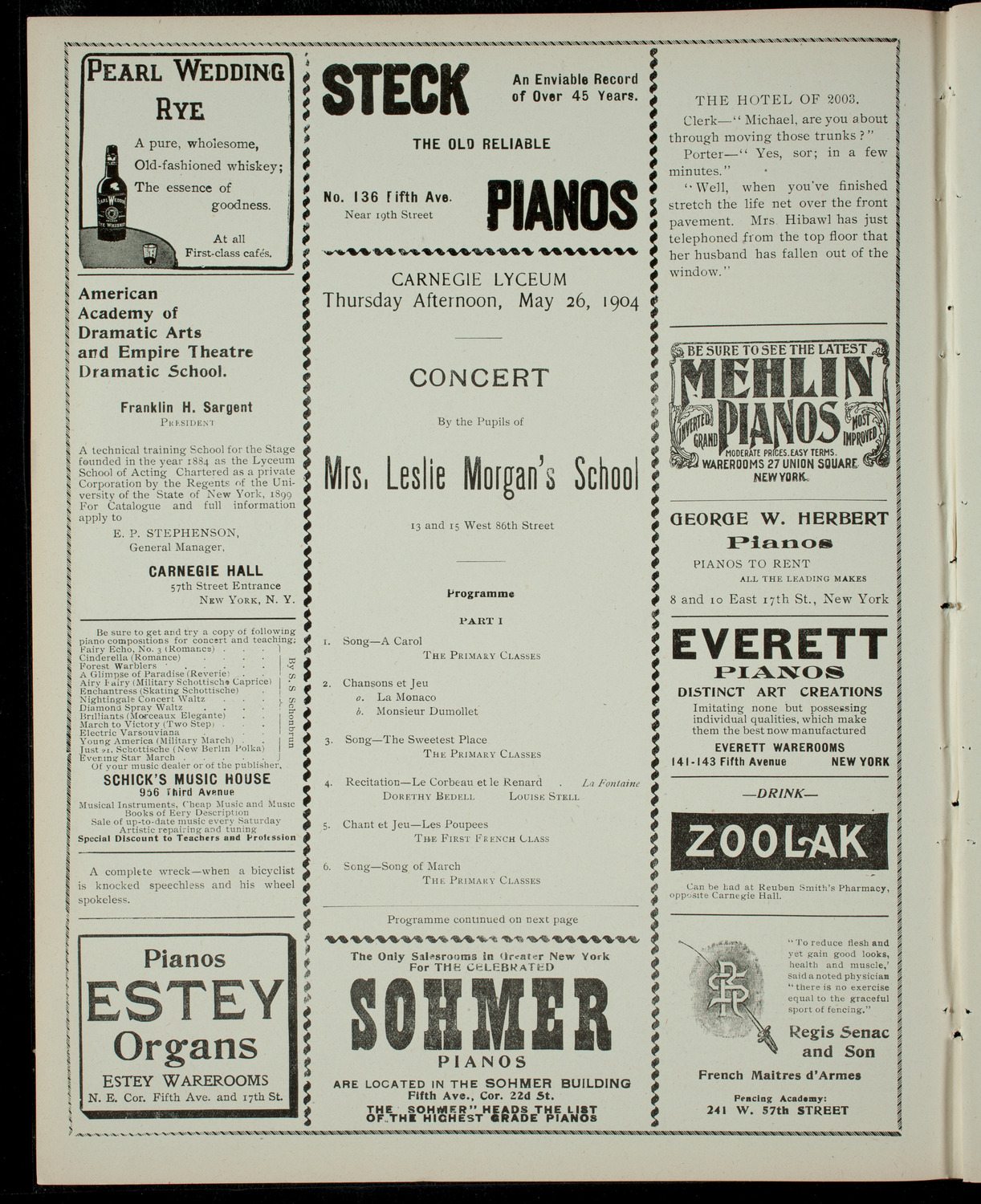 Concert by Pupils of Mrs. Leslie Morgan's School, May 26, 1904, program page 2