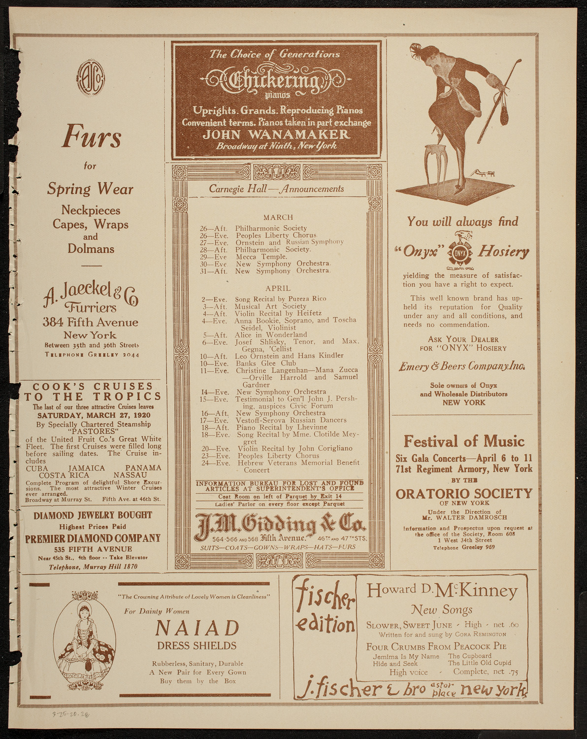 New York Philharmonic, March 25, 1920, program page 3