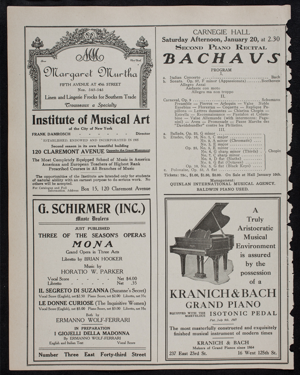 Oscar Seagle, Tenor, January 18, 1912, program page 6