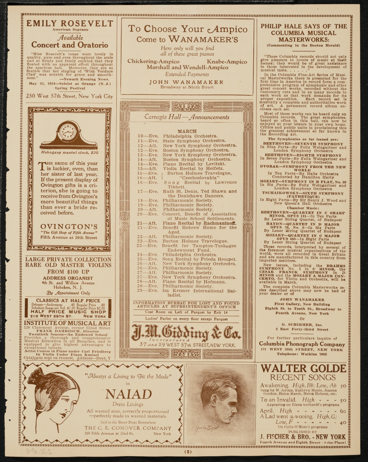 Anna Case, Soprano, March 9, 1925, program page 3