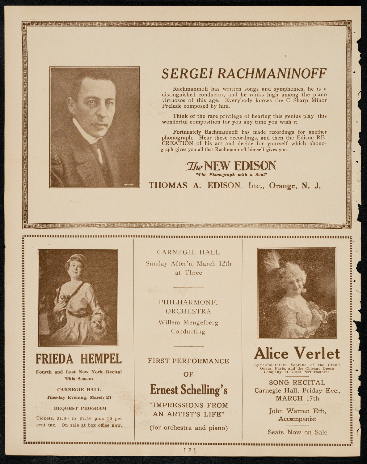 Maria Ivogun, Soprano, March 11, 1922, program page 2