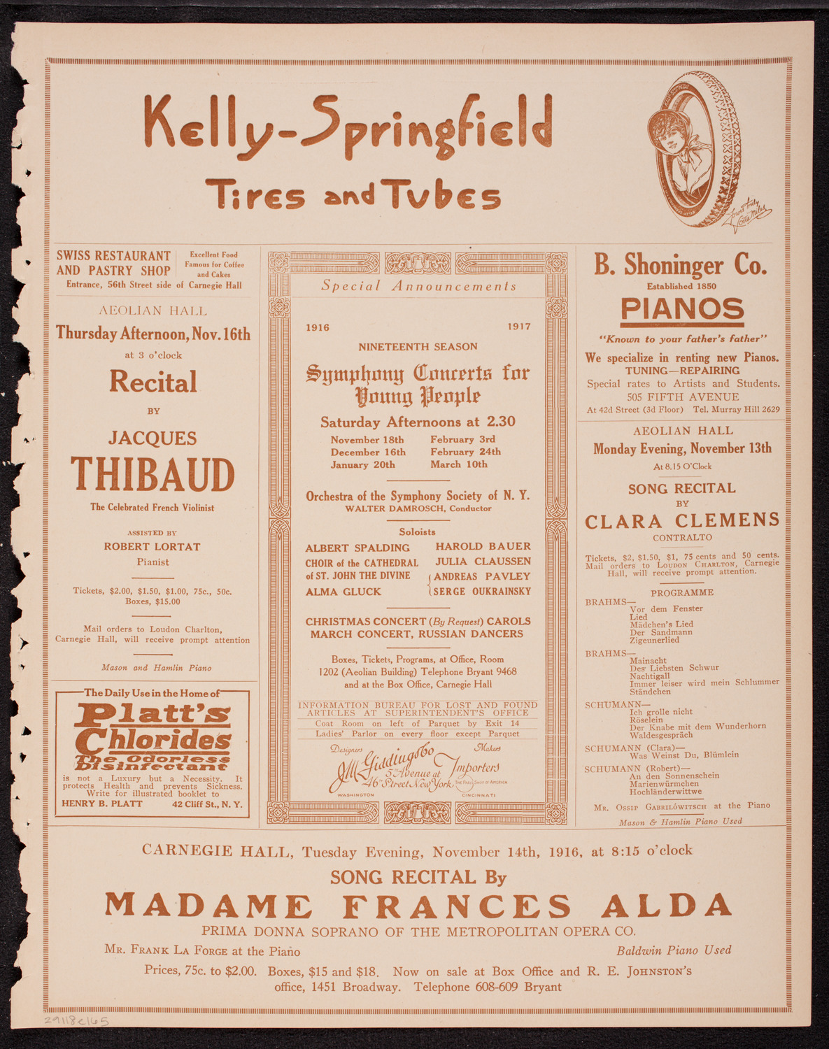 Home Symphony Concert: New York Philharmonic, November 8, 1916, program page 9