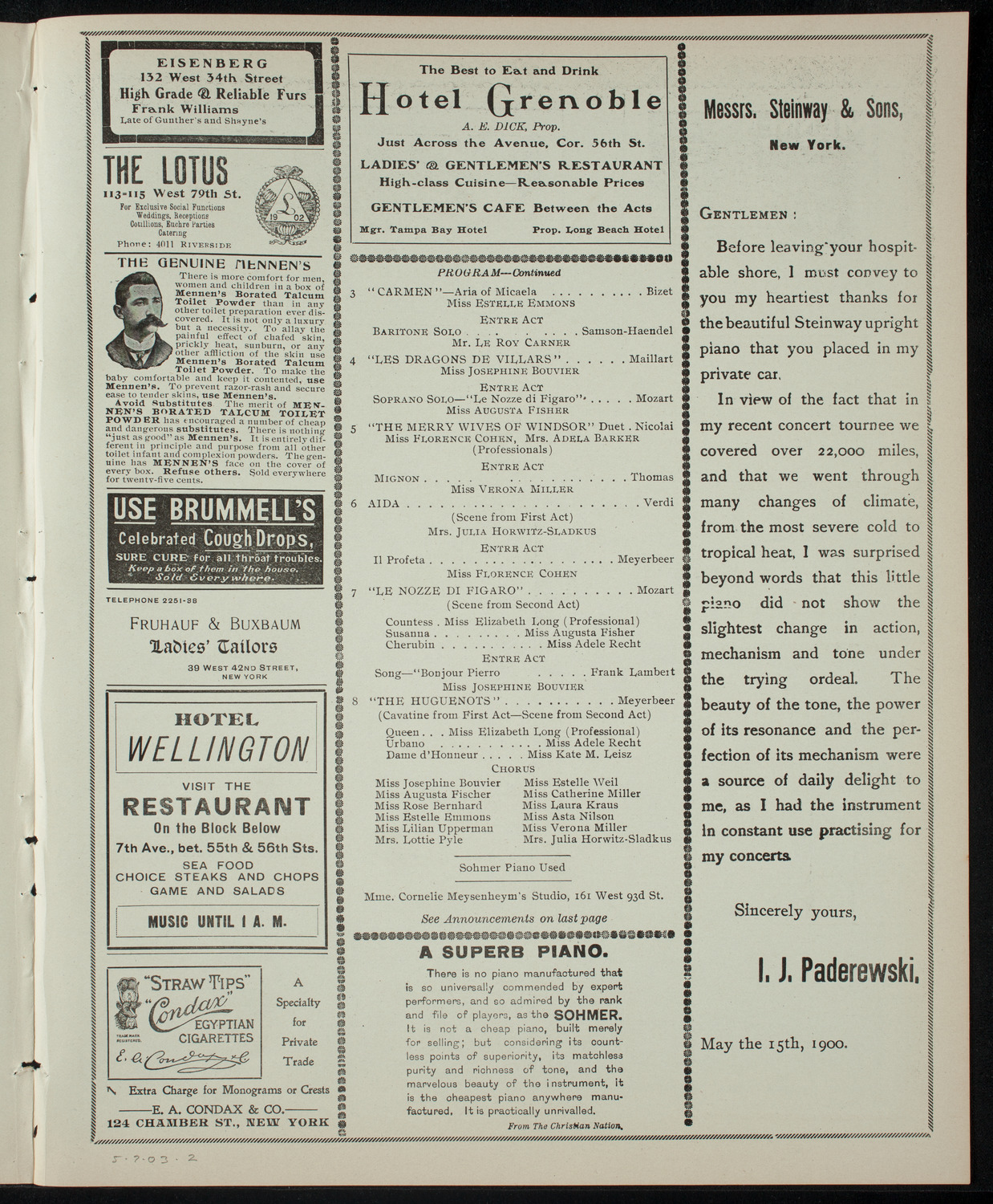 Students of Cornelie Meysenheym, May 7, 1903, program page 3